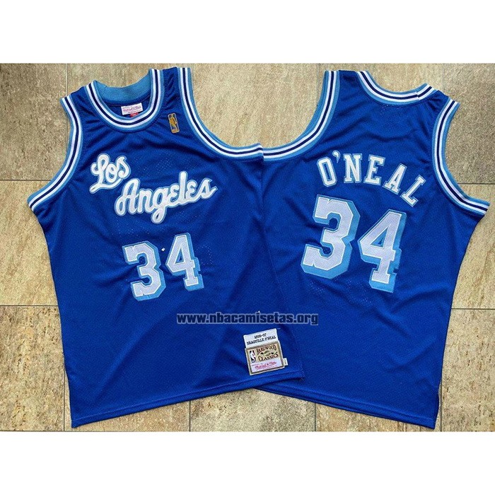Camiseta Los Angeles Lakers Shaquille O'Neal NO 34 Retro 1996-97 Azul